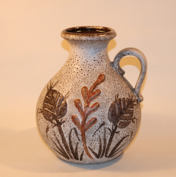 Scheurich Vase / 495-20 / 1980er Jahre / WGP West German Pottery / Keramik Design Pflanzen Relief